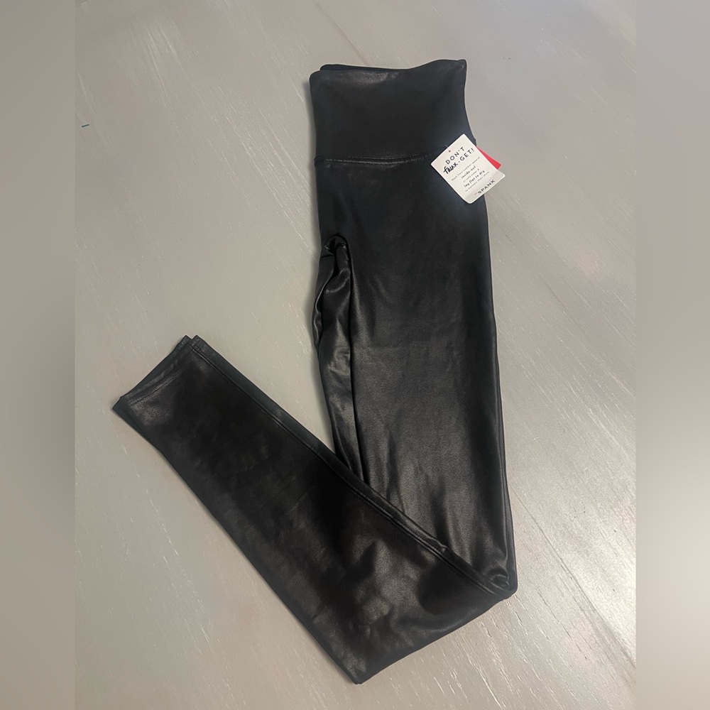 SPANX Black Faux Leather Leggings